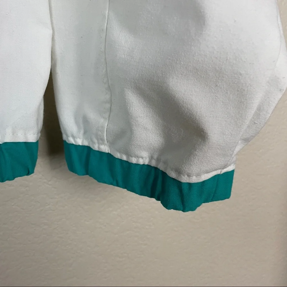 White & Teal Men's Windbreaker Pullover Jacket - Picture 2 of 11